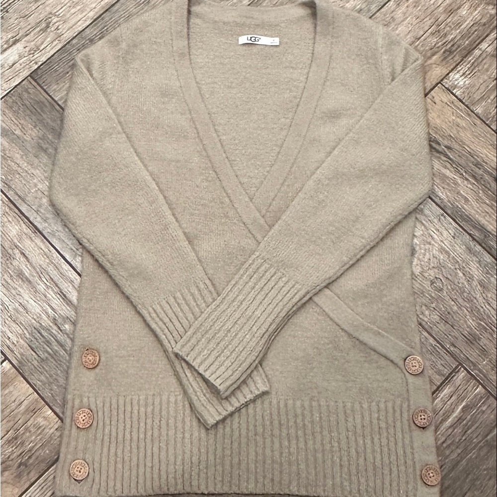 UGG wrap sweater with wooden buttons
